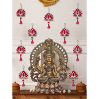 JH Gallery Acrylic Lotus Hangings For Decoration Floral Wall Hangings For Temple Decor, Mandir Decor Diwali Decor | Lotus Hangings For Decoration | Pooja Decoration Items (Pack Of 6),Multicolor