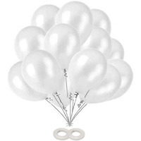 AMFIN 10 Inch (Pack Of 50) White Metallic Balloons for Birthday Decoration , Decoration for Weddings , Engagement , Baby Shower Decoration Items , 1st Birthday Party Decoration Items , Anniversary Party , Bachelors Party , Office Party , Diwali , New Year Party , Christmas Decoration Items.