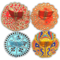 Ladoo Gopal Poshak Dresses with Heavy Embroidery & Embellishments for Janamashtami/Diwali and All Festivals, Size 1 (Size 1, Yellow Peacock Couple)