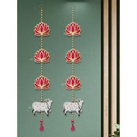 JH Gallery Lotus Hangings for Decoration/Floral Pichwai Cow Wall Hangings for Temple Decor, Diwali Decoration Items for Home Decor(32 Inches Height - 1 Pair)