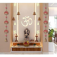 True Decor Lotus for Decoration Puja Room Decoration Items for Home Diwali Door Hanging || Height 30 Inch || Pack of 2