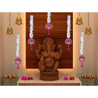 JH Gallery Lotus Hangings for Decoration Floral Wall Hangings for Temple Decor, Mandir Decor Diwali Decor | Diwali Decoration Items for Home Decor | Pooja Decoration Items (Pack of 5)