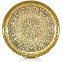 BENGALEN Brass Pooja Plate Puja Thali 11 Inch Arti Thali Set Traditional Designed Handcrafted Thal for Puja Ghar Home Office Mandir Diwali Weeding Return Gift Items