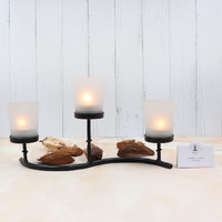 HOSLEY Frosted Glass Tealight Candle Holders| White Tealight Candle Holders with Glass Holders Perfect for Home Decor Tabletop Centerpiece| Pack of 1 with Pack of 6 Tealights