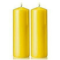Kuber Selection Pack of 2 Pcs 2 Inch x 6 Inch Each Premium Light Yelllow Big Non Scented Pillar Candle (2  6 Each) (Pack of 2 Pcs) (Light Yelllow)