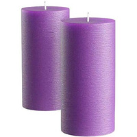 Kuber Selection Pack of 2 Pcs 2 Inch x 6 Inch Each Premium Purple Big Non Scented Pillar Candle (2  6 Each) (Pack of 2 Pcs) (Purple)