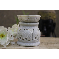 KC KULLICRAFT Handcrafted Soapstone Elephant Carving Aroma Burner,Oil Diffuser with 1 Free Tea Light Candle.