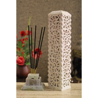 KC KULLICRAFT Handcrafted Soapstone Marble Work Incense Holder Tea Light Candle Holder Diffuser Agarbaati Stands (6 Incense Sticks Natural Herbal Fragnance)(Rectangular)
