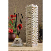 KC KULLICRAFT Handcrafted Soapstone Marble Work Incense Holder Tea light Candle Holder Diffuser Agarbaati Stands (Free 6 Incense Sticks Natural Herbal Fragnance)