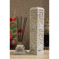 KC KULLICRAFT Handcrafted Soapstone Marble Work Incense Holder Tea light Candle Holder Diffuser Agarbaati Stands (Free 6 Incense Sticks Natural Herbal Fragnance)