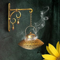 Netboon Handcraft Home Dcor Wall Hanging Incense Holder| Brass Metal Dhoop Burner|Tealight Candle Holder | Incense Burner Pooja Item | Dhoop Batti Stand