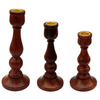 ITOS365 Handmade Wooden Candle Holder Stand for Home Dcor Decorative Tealight Gifts Item, Set of 3