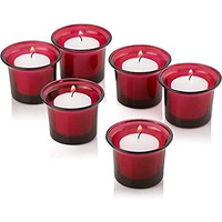 UHD Glass Votive Tealight Candle Holder for Home Decor, Diwali Decorations for Home, Corporate Gifts for Office (Set of 6) (A-Red)