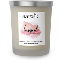 Aatwik Bouquet Aroma Soy Candle Wax with Upto 50 Hr Burn Time with Rose and Jasmine Fragrance Jar Candle 255 gm