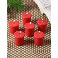 HOSLEY Apple Cinnamon Fragrance Votive Candles|Smokeless Scented Candle|Aroma Candles|Candles for Decoration|Wedding Candle|Burn Time 15 Hours|Pack of 6 (Red)