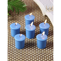 HOSLEY Caribbean Breeze Fragrance Votive Candles|Smokeless Scented Candle|Aroma Candles|Candles for Decoration|Wedding Candle|Burn Time 15 Hours|Pack of 6 (Blue)