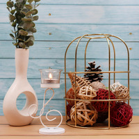 HOSLEY Clear Glass Tealight Candle Holders|White Tealight Candle Holders with Glass Holders Perfect for Home Decor Tabletop Centerpiece| Pack of 1 with Pack of 1 Tealight