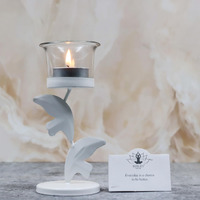 HOSLEY Clear Glass Tealight Candle Holders|White Tealight Candle Holders with Glass Holders Perfect for Home Decor Tabletop Centerpiece| Pack of 1 with Pack of 1 Tealights