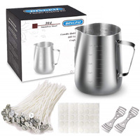 DINGPAI DIY 1 Candle Make Pouring Pot, 50 Pieces Candle Wicks, 50 Pieces Candle Wicks Sticker and 2 Pieces 3-Hole Candle Wicks Holder Candle Making Kit