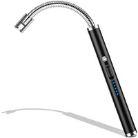 NESAPTO Zinc Electric Lighter, Candle Lighter Rechargeable Long Lighter With Flexible Neck Led Battery Display, Usb Plasma Flameless Lighter For Candle Camping Grill Fireworks