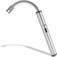 NESAPTO Zinc Rechargeable Lighter, Electric Usb Lighters For Candle With Flexible Goose Neck, Safety Switch Led Battery Indicator, Long Arc Candle Lighters For Grill Camping