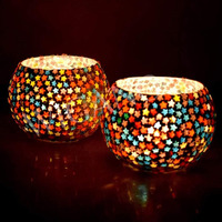 WIGANO Glass Decorative Votive Tealight Candle Holder, Pack of 2