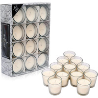 Ampliscent White Scented Glass Votive Candle - Set of 12 | Bulk Pack for Weddings, Bridal Showers or Home Parties and Centerpieces (Fresh Linen)