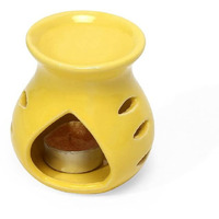 Pure Source India Ceramic Clay Candle Operated Aroma Burner|Oil Diffuser Coming with 1 Tea Candle (Yellow ; 9 Cm)