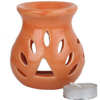 Pure Source India Ceramic Clay Candle Operated Aroma Burner|Oil Diffuser Coming with 1 Tea Candle (Orange ; 9 Cm)