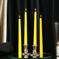 PROSPERRO LUMO by Parkash Candles Unscented Dripless Taper Candles || 10 Inch x 0.75 Inch || Candle Light Dinner || Spell || Set of 4 || Paraffin Wax (Yellow)