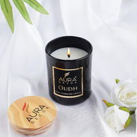 AuraDecor Fragrance Votive Glass Candles with Wooden Lid || Aromatheraphy || Frosted Glass || Corporate Gifting || Soy Wax || Aroma Gift Set || Hand Poured Candle
