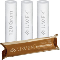 UWEK Gold High Density Spun Filter for Water Purifier, Water Filter Cartridge 10 inch 5 Micron, RO Pre Filter Cartridge 120 gm, Sediment Filter Candle Suitable for Pre-Filter Housing (Pack of 4)