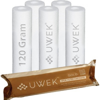 UWEK Gold High Density Spun Filter for Water Purifier, Water Filter Cartridge 10 inch 5 Micron, RO Pre Filter Cartridge, 120 gm Sediment Filter Candle Suitable for Outer Pre Filter (Pack of 6)
