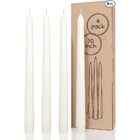 AuraDecor Taper Candles Pack || Dinner Candles || Celebration Candles || 10 inch Candles || Dripless || Smokeless Candle || Burnng Time 8 Hours (Pack of 4, Ivory)