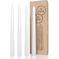 AuraDecor Taper Candles Pack || Dinner Candles || Celebration Candles || 10 inch Candles || Dripless || Smokeless Candle || Burnng Time 8 Hours (Pack of 4, White)