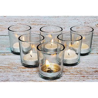 Pure Source India Glass Votive Tealight Candle Holders - Living Room Side Table Home Decoration (Pack of 12, Clear)