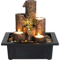 HOME CUBE Polyresin Tabletop Indoor Waterfall Fountain with Tea Light Candle Holder for Home Decor, Showpiece Fountain for Living Room Housewarming Gift Zen Water Fountain - 23x17.5x23.5cm (FT_04)