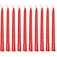 AuraDecor Taper Candles Pack || Dinner Candles || Celebration Candles || 10 inch Candles || Dripless || Smokeless Candle || Burnng Time 8 Hours (Spiral (Pack of 10), Red)