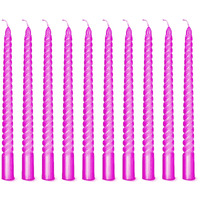 AuraDecor Taper Candles Pack || Dinner Candles || Celebration Candles || 10 inch Candles || Dripless || Smokeless Candle || Burnng Time 8 Hours (Spiral (Pack of 10), Pink)