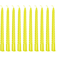 AuraDecor Taper Candles Pack || Dinner Candles || Celebration Candles || 10 inch Candles || Dripless || Smokeless Candle || Burnng Time 8 Hours (Spiral (Pack of 10), Yellow)