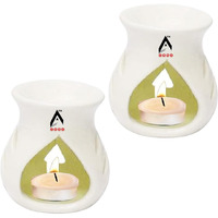Gwan Ceramic Aroma Diffuser Oil Burner Clay Candle Operated Aroma Burner Oil Pack of 2 Color White