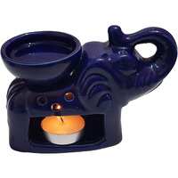 Pure Source India Ceramic Oil Burner with 1 Candle The Best Option to Use It in Your House If You Love Aroma, Blue, 5 x 2.5 x 4 Inch (PSIAELFTBLUE1TLT)