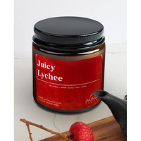 AuraDecor Scented Soy Wax Amber Jar Candle, Organic Luxury Aroma, Aromatic/Aromatherapy Votive Candle || Burning Time upto 30 hours (Juicy Lychee, Large)