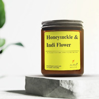 AuraDecor Scented Soy Wax Amber Jar Candle, Organic Luxury Aroma, Aromatic/Aromatherapy Votive Candle || Burning Time Upto 50 Hours (Honey Suckle & IndiFlower, Extra Large)