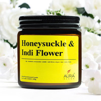 AuraDecor Scented Soy Wax Amber Jar Candle, Organic Luxury Aroma, Aromatic/Aromatherapy Votive Candle || Burning Time upto 30 hours (Honey Suckle & IndiFlower, Large)