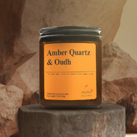 AuraDecor Scented Soy Wax Amber Jar Candle, Organic Luxury Aroma, Aromatic/Aromatherapy Votive Candle || Burning Time upto 30 hours (Amber Quartz & Oudh, Extra Large)