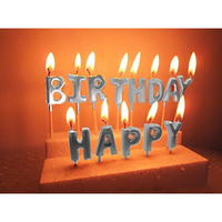 AMFIN Happy Birthday Candle / 1st Birthday Candle/Happy Birthday Candle for Birthday Theme/Happy birthday candles for cake (Silver)