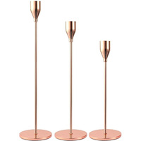 Kiwilon 3-in-1 Candle Holders - Rose Gold | Premium Candle Stick Stand for Home Decoration | Ideal for Taper Candles, Candelabra | Fits 3/4 inch Thick Candles | Easy to Assemble & Elegant