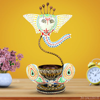 JH Gallery Handcrafted Metal Ganesha Tealight Candle Holder for Home Decor/Showpiece Decorations Items for Home, Living Room, Pooja Room - Corporate Gift Items (White)