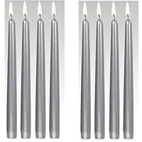 Kuber Selection Pack of 3 Pcs 9.5 Inch Designer Premium Silver Taper Pillar Candle 9.5 inch Long for Party,Daily use, Candle (Pack of 3 Pcs, Silver)